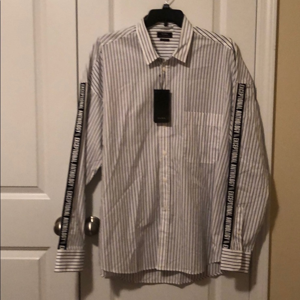 White with black stripes dress shirt